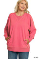 Lounge Around Pullover Top in DK Red (PLUS)