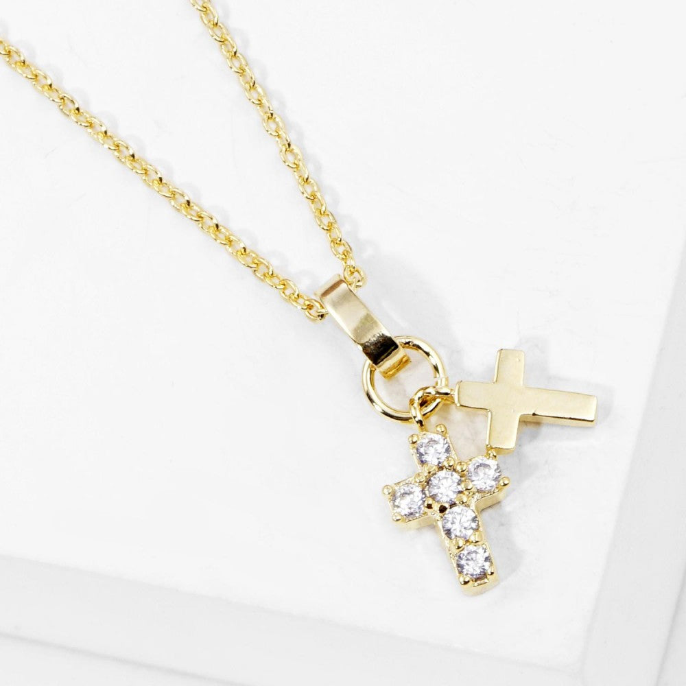 Dainty Double Cross Necklace