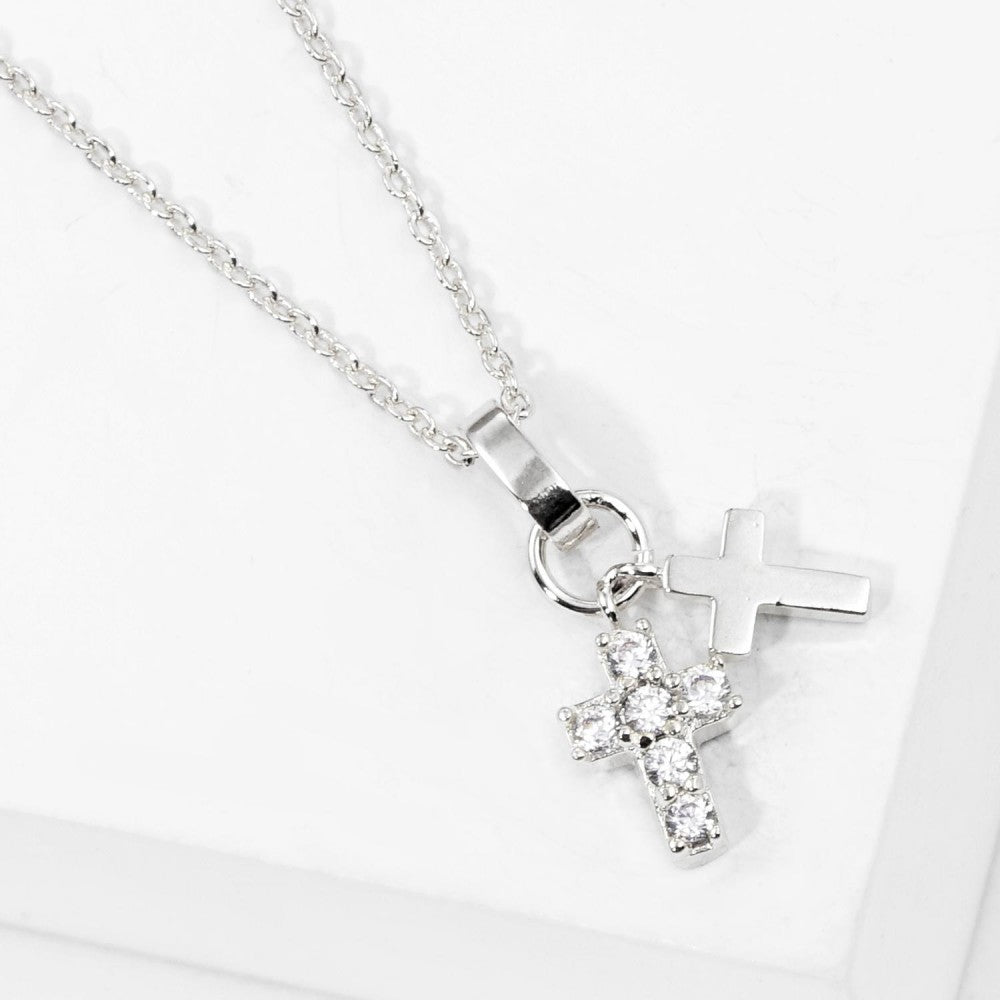 Dainty Double Cross Necklace
