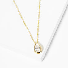 Single CZ Teardrop Necklace