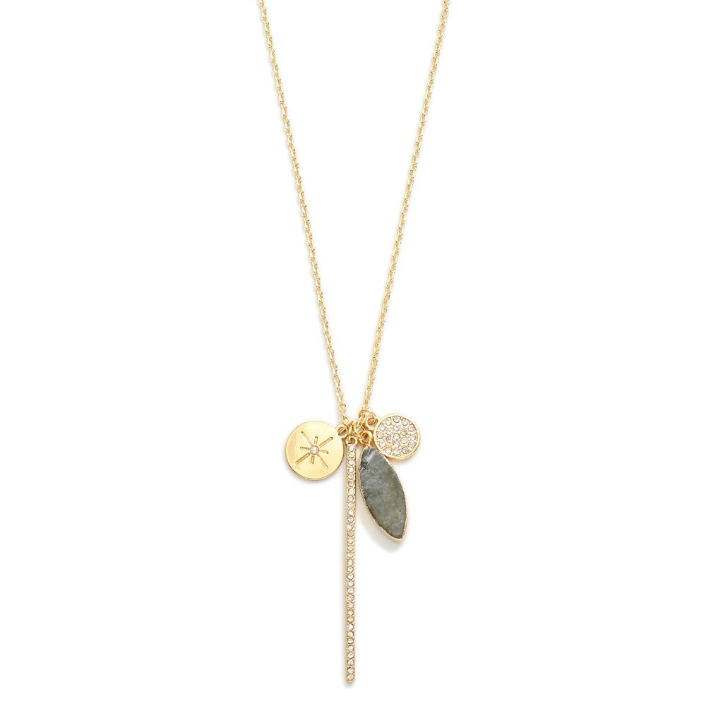 Stone and Bar Chain Necklace