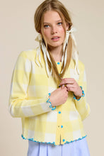 Plaid Cardigan w/ Heart Buttons in Lemon (REG)