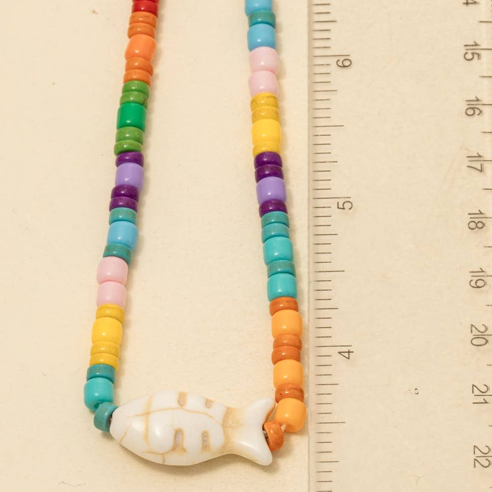 Vibrant Beaded Fish Necklace