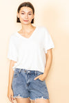 The Off White Soft Touched Basic V-Neck Top