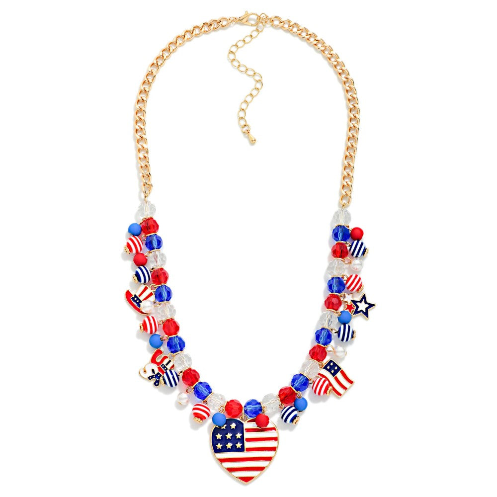 USA Flag Heart Necklace