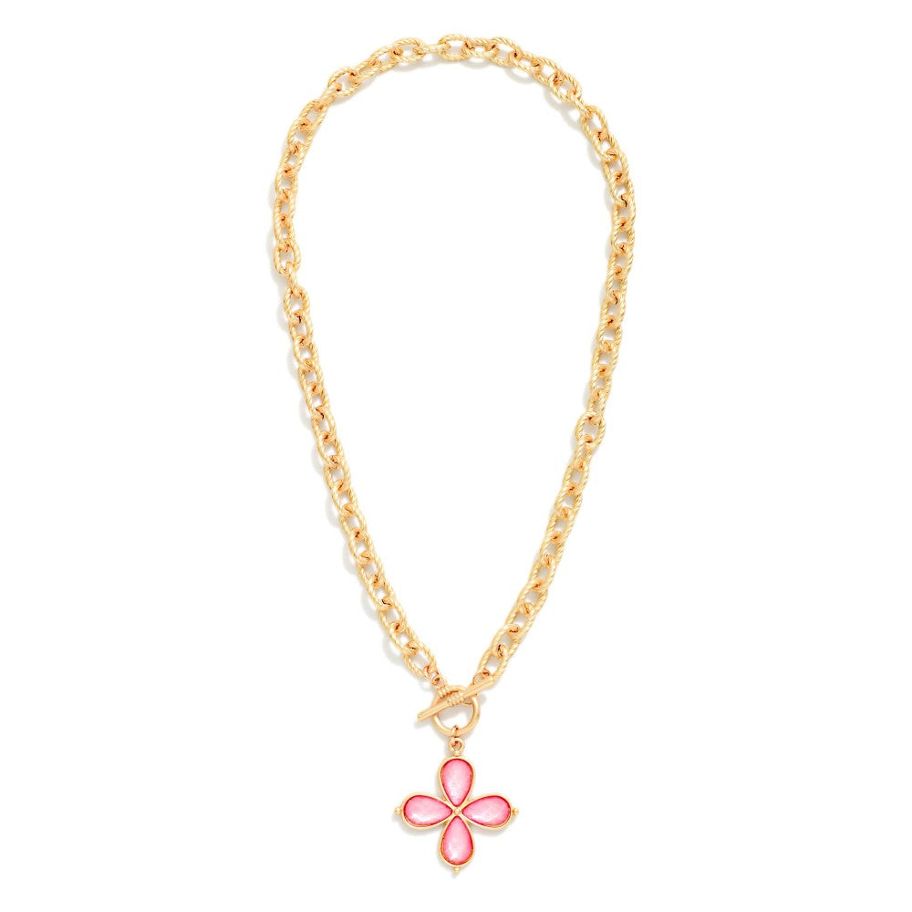 Acetate Flower Toggle Necklace