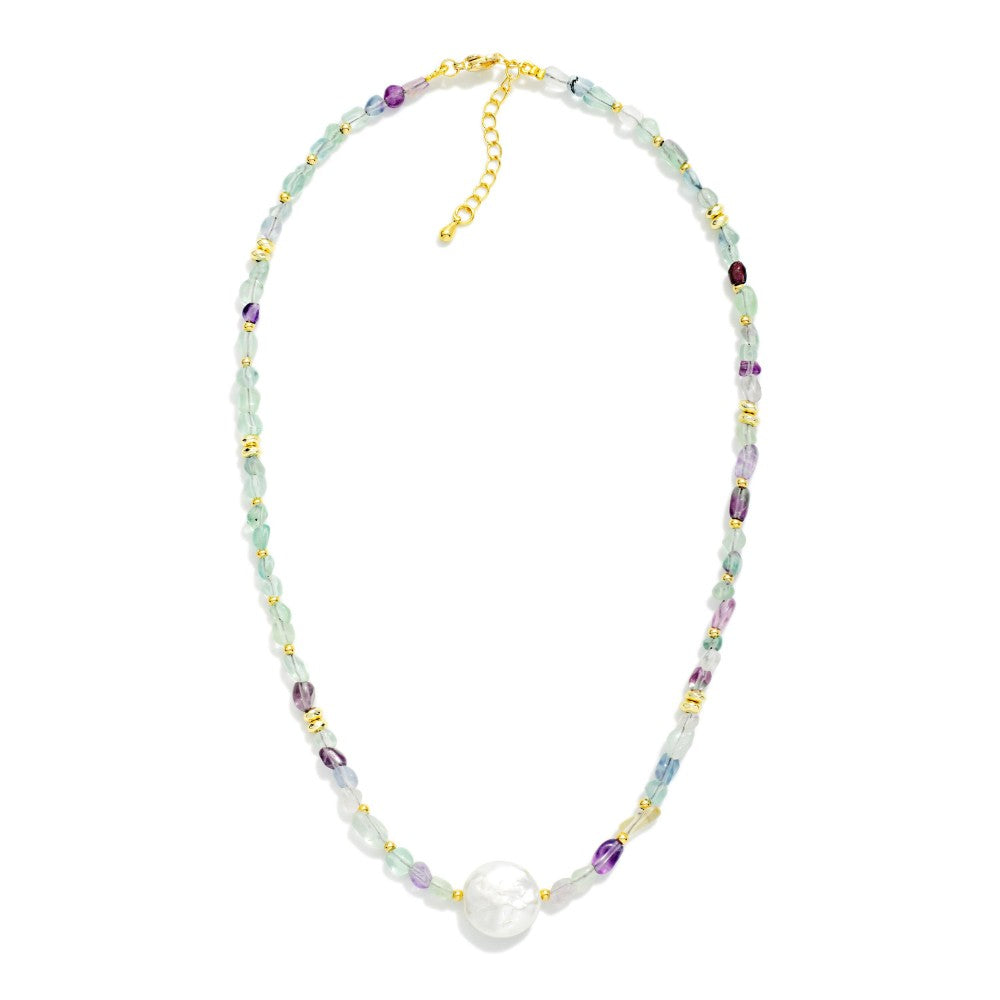 Stone Beaded Necklace w/ Pearl