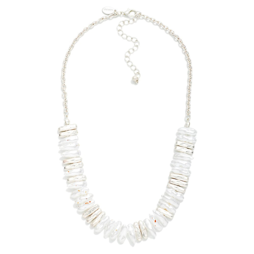 Hammered Silver and Pearl Necklace