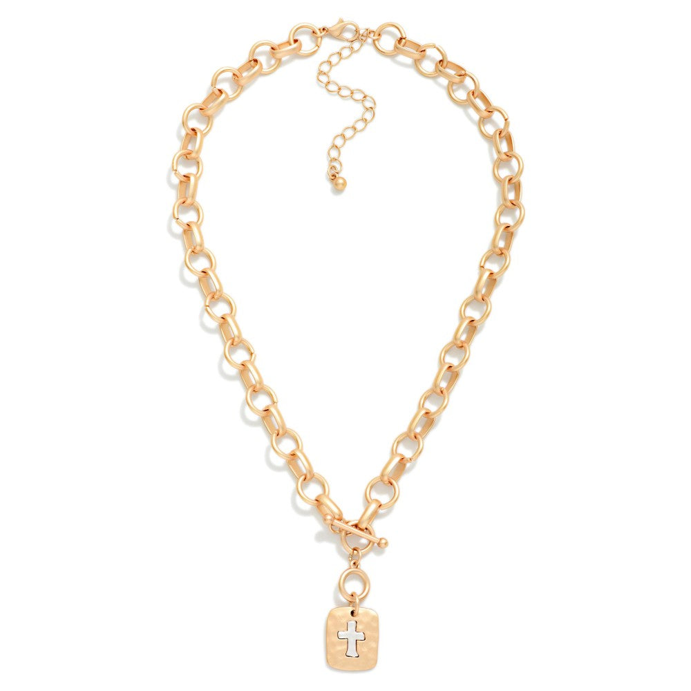Square Cross Toggle Necklace