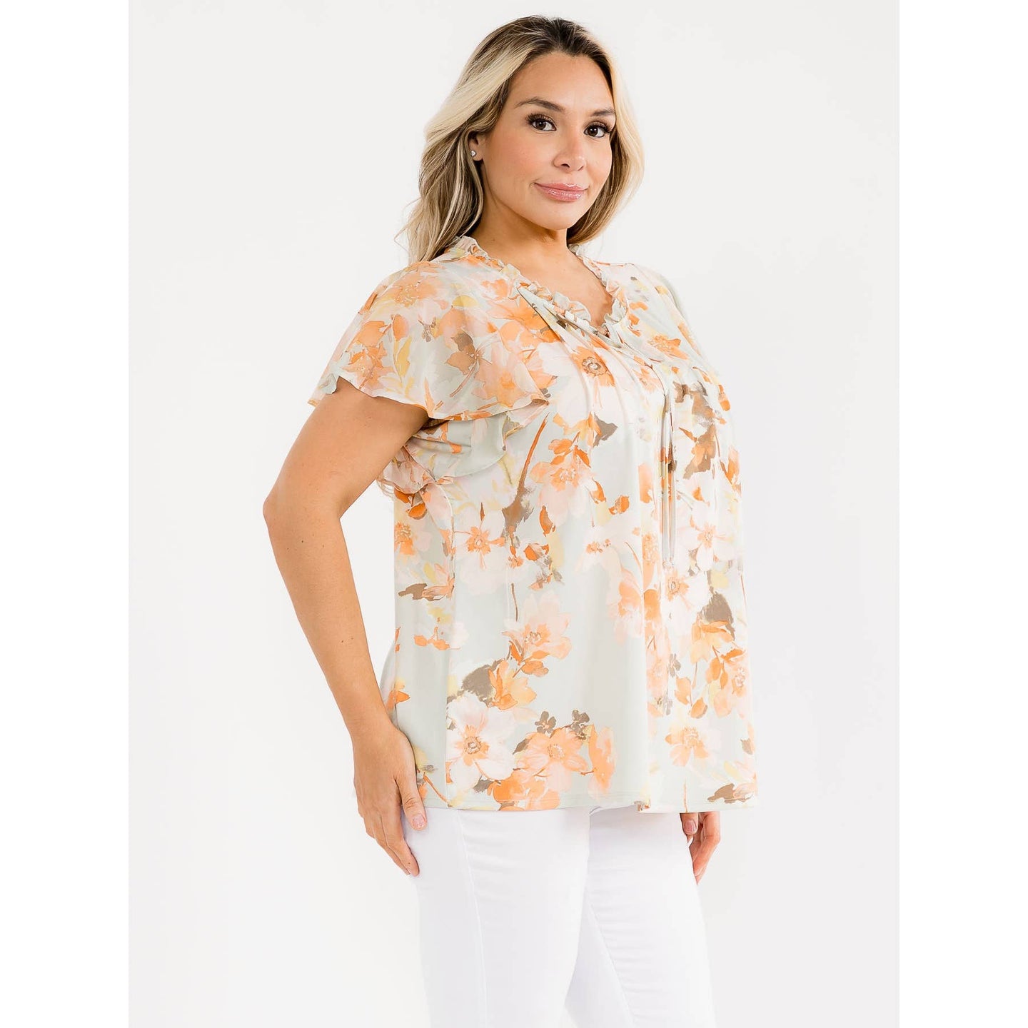 Peach Blossom Blouse Top (PLUS)