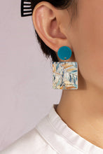 Leaf Painted Square Earrings