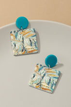 Leaf Painted Square Earrings