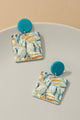 Leaf Painted Square Earrings