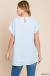 The Sky Blue Ladder Trim Top