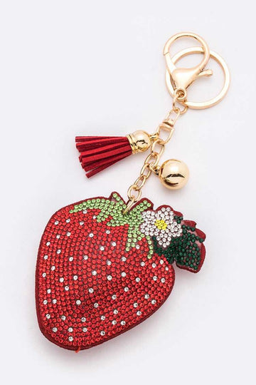 Cute Strawberry Sparkle Keychain