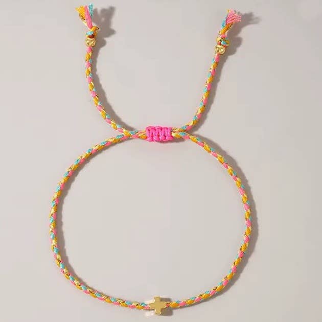 18K Corded Cross Bracelet