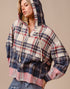 Plaid Combo Hoodie Top (REG)