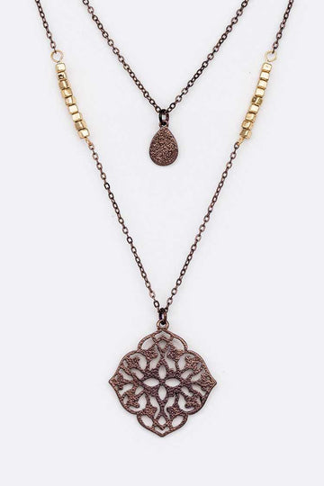 Copper Filigree Pendant Necklace