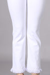 White Fringe Cropped Pants with Tummy Control