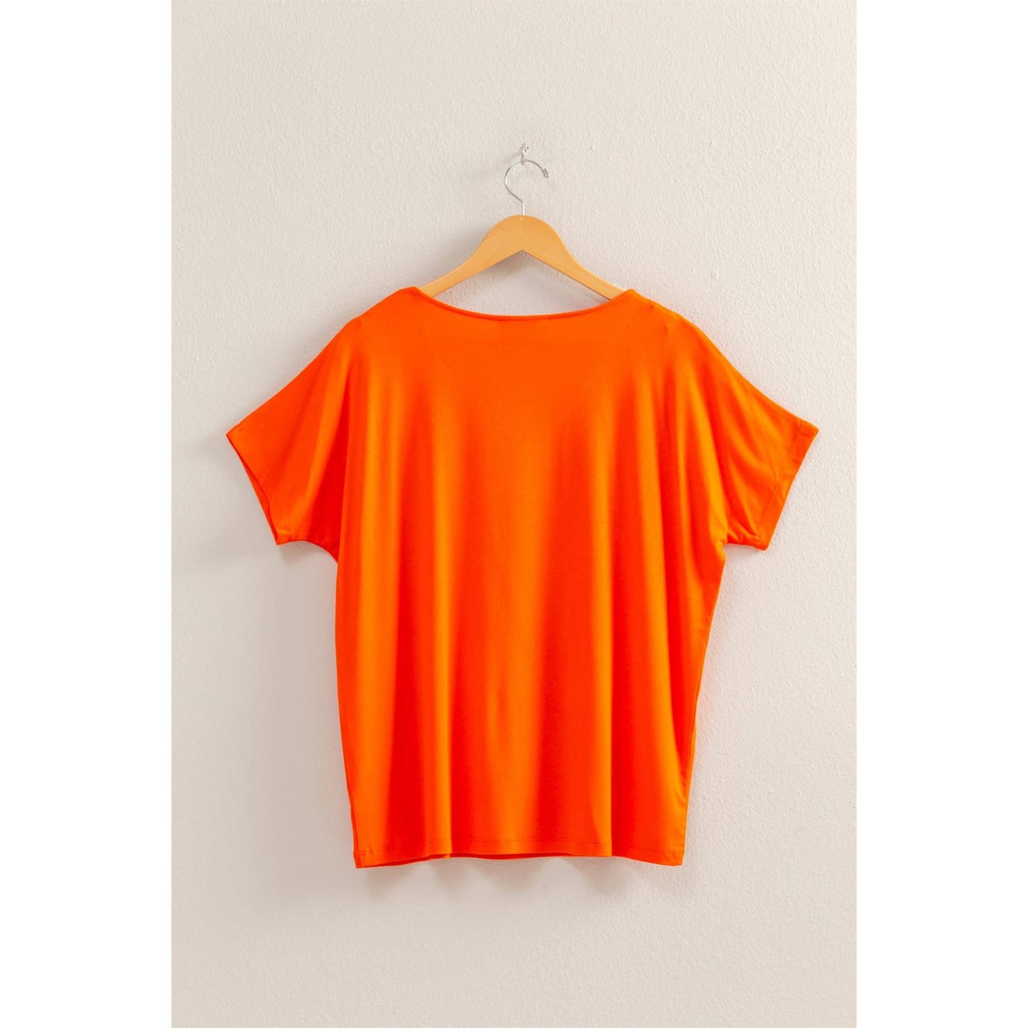 Basic V Neck Dolman Top in Tomato (REG)