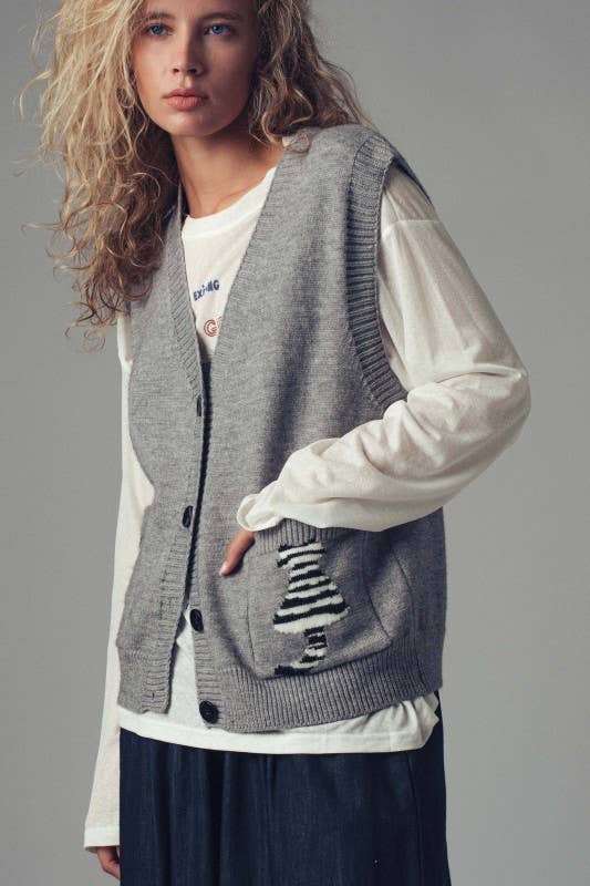 Cat Print Sweater Vest (REG)