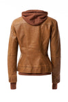 Casual Leather Hooded Jacket in Camel (REG)