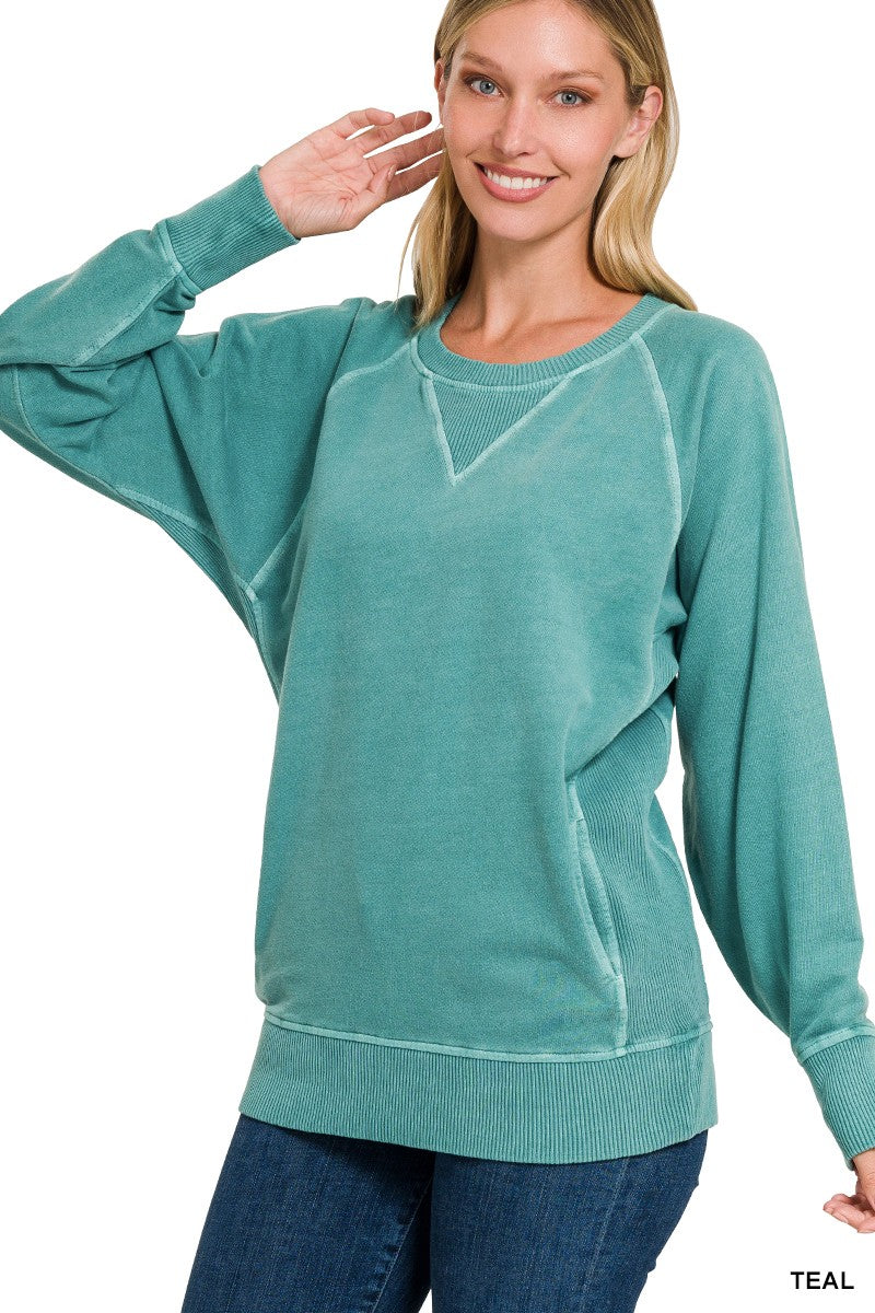 Lounge Around Pullover Top in Teal (REG)