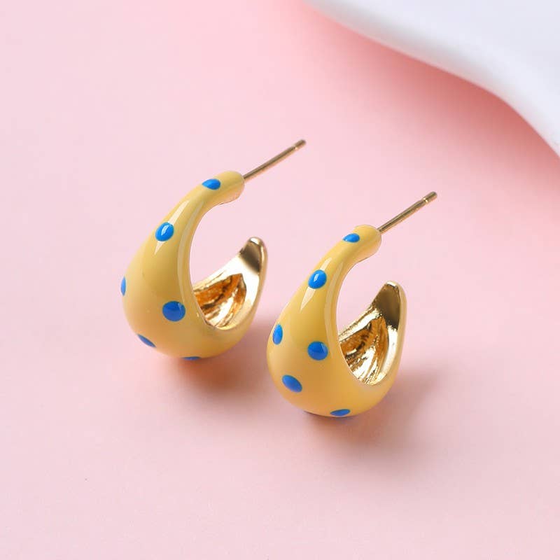 Butter Yellow Polka Dot Earrings