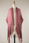 Dolman Fringe Kimono in Rose (REG)