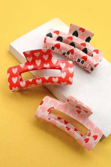 Rectangle Heart Claw Clip