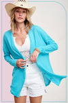 Turquoise Waffle Cardigan