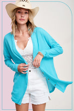 Turquoise Waffle Cardigan