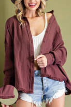 The Eliza Linen Button Down in Chocolate