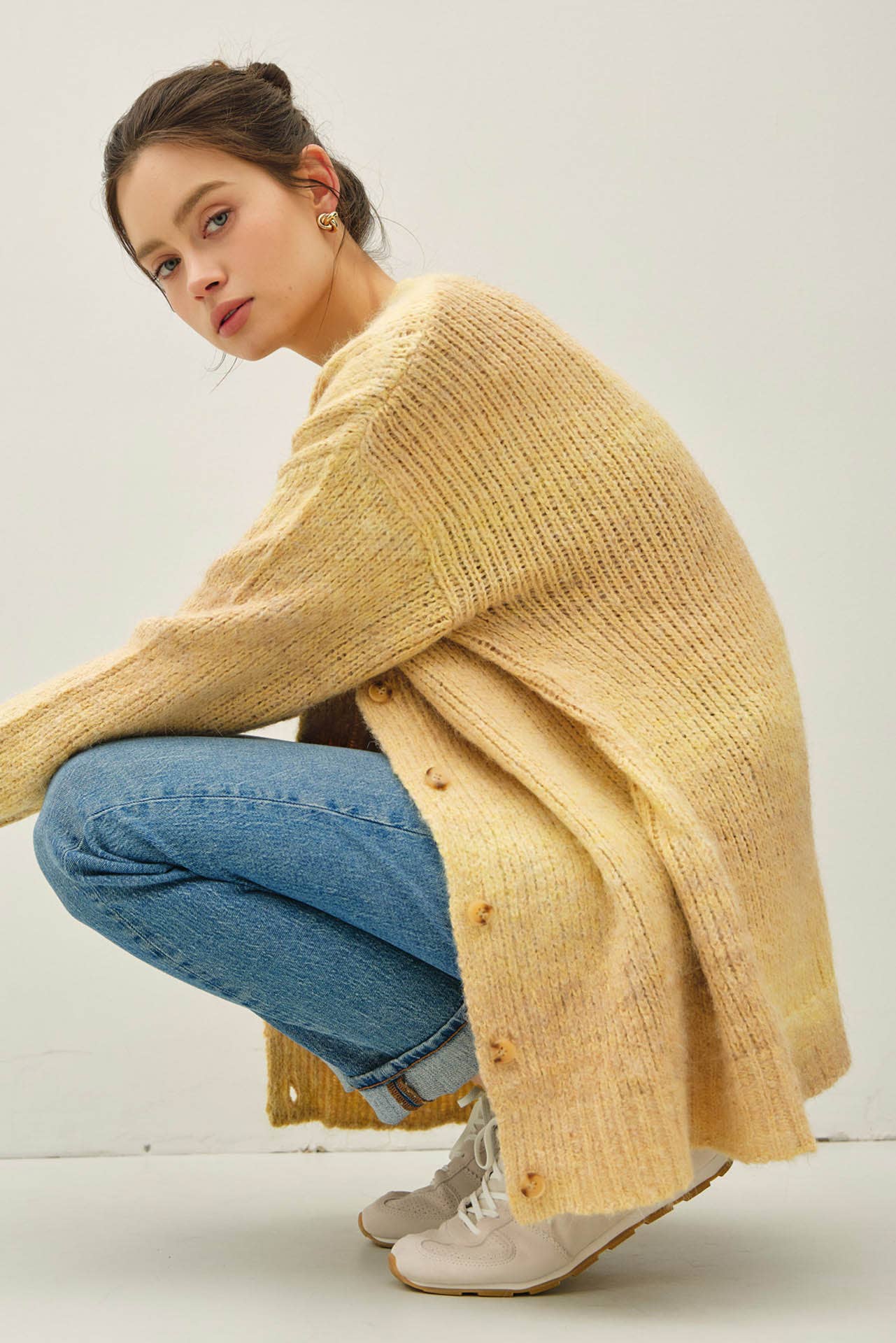 Tonal Gradient Cardigan in Eggtart (REG)