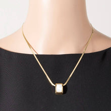 Stainless Steel Rectangle Pearl Necklace