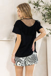 Black Lace Solid Knit Top