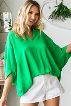 The Kelly Green Drop Shoulder Woven Top