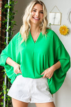 The Kelly Green Drop Shoulder Woven Top
