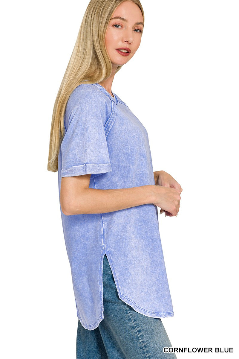 Side Slit Terry Tee in Cornflower (REG/PLUS)