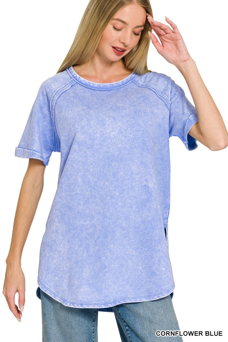 Side Slit Terry Tee in Cornflower (REG/PLUS)