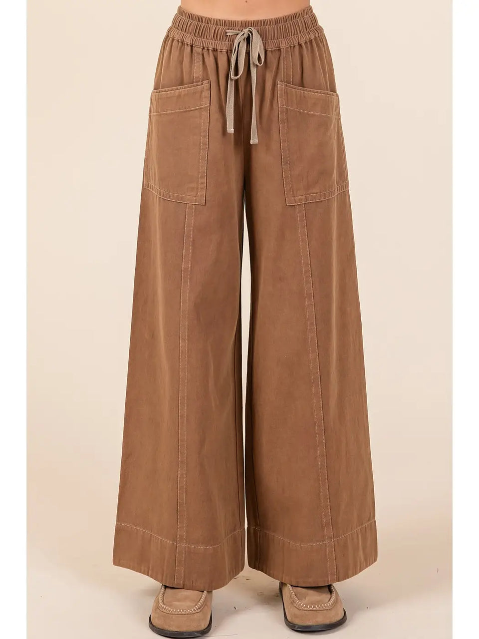 Mineral Wide Leg Twill Pants in Cocoa (REG)