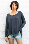 OVERSIZED SLOUCHY TUNIC TOP  ED7010 BLA