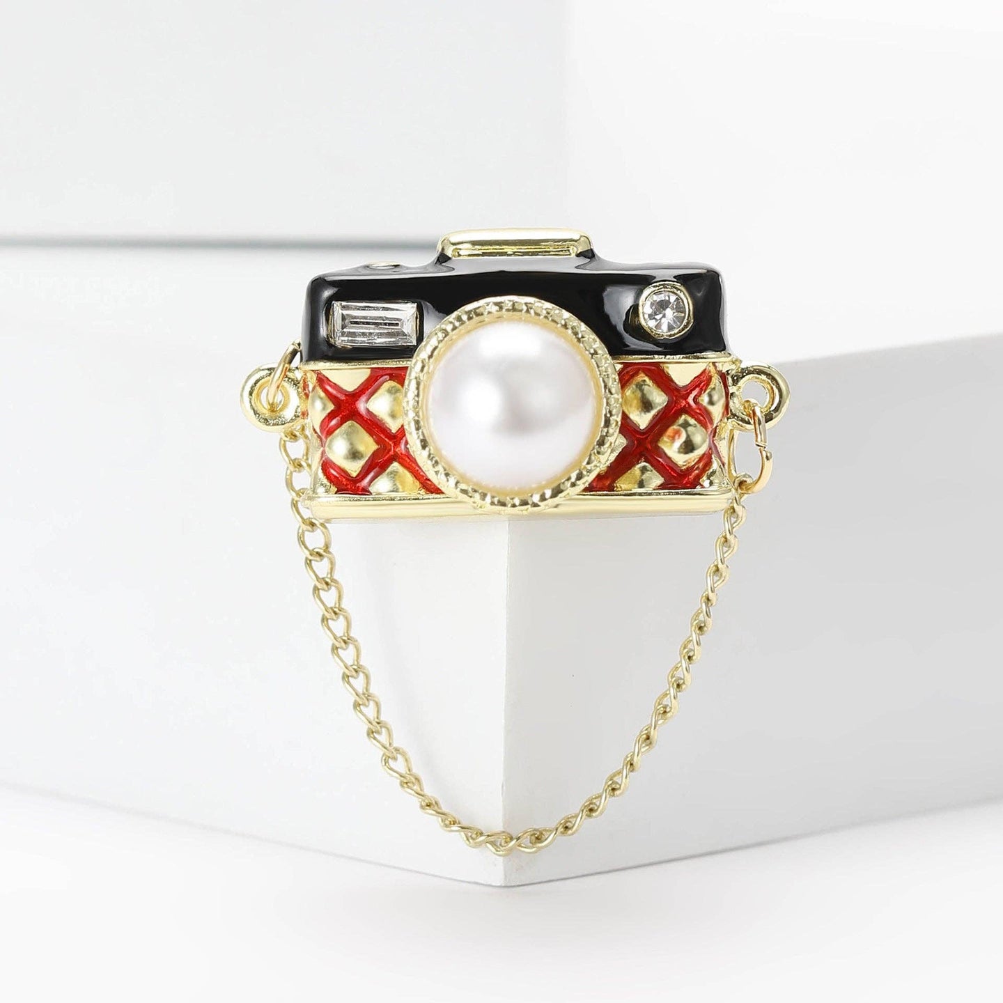 Camera Chain Brooch