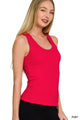 Zenana Ribbed Tank Top in Ruby (REG)