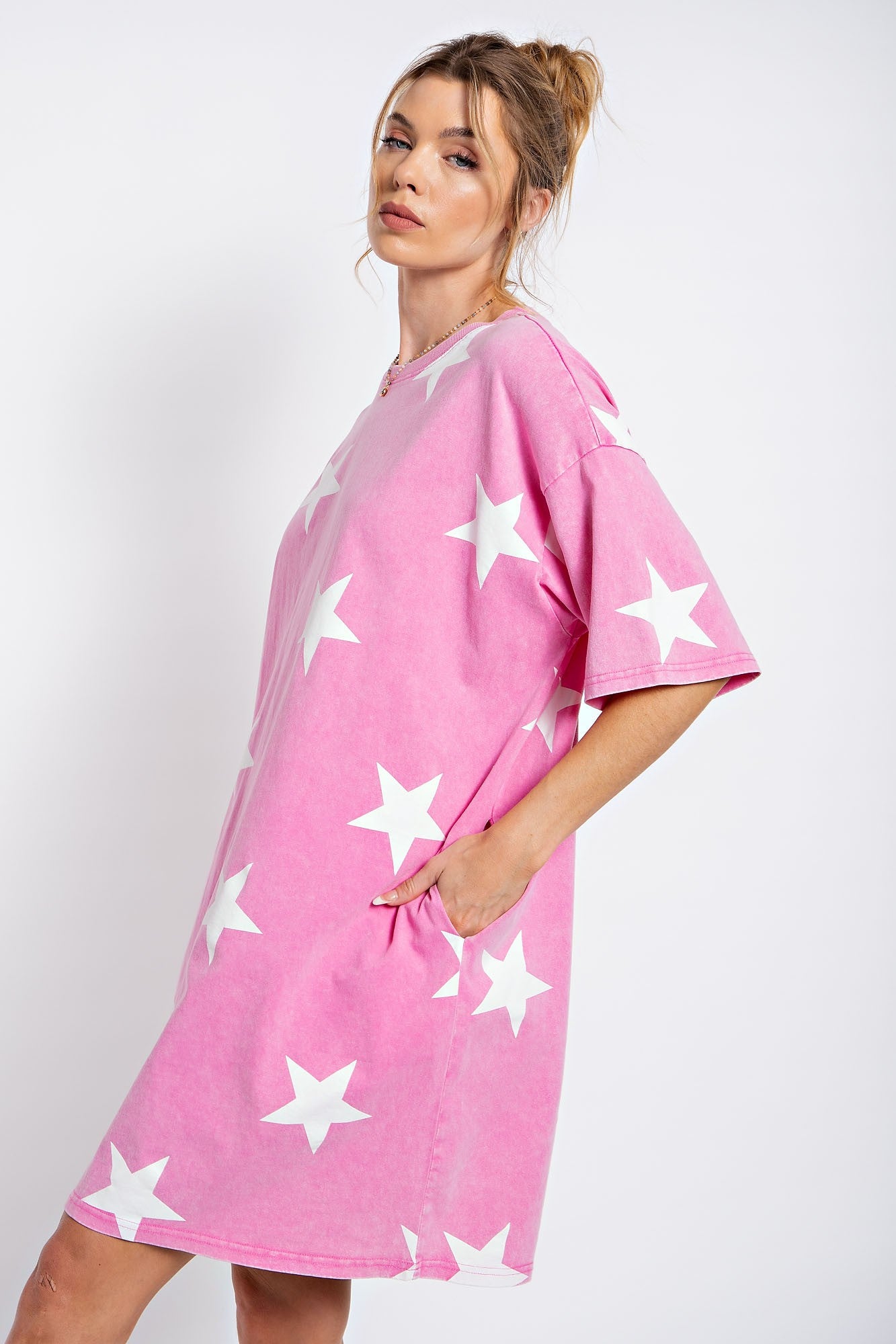 Bubblegum Star Washed Tunic Dress