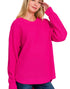 High Low Waffle Sweater in Neon Hot Pink (REG)