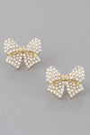 The Pearl Studded Ribbon Earrings