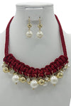 Woven Pearl Bib Necklace