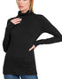 Microfiber Mock Neck Top in Black (REG)