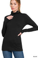 Microfiber Mock Neck Top in Black (REG)